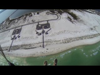 helicopter jump over the beach - first person view