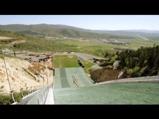 downhill skiing on a motorcycle