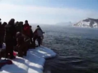 winter swimming in lake baikal